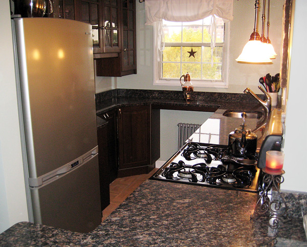 Refrigerator in a renovated kitchen