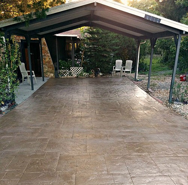 DIY stamped concrete driveway