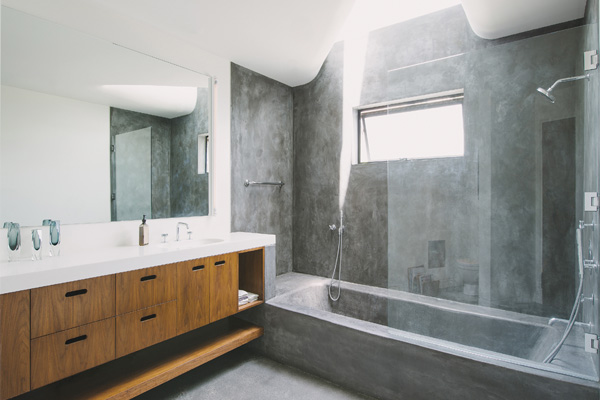 Plaster shower walls in a home