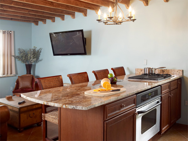 Chef Austin Johnson's kitchen with adjacent entertaining area