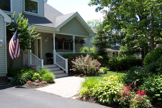 Nicely landscaped front yard