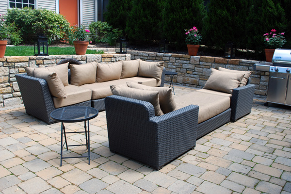 Comfy outdoor seating on a home patio