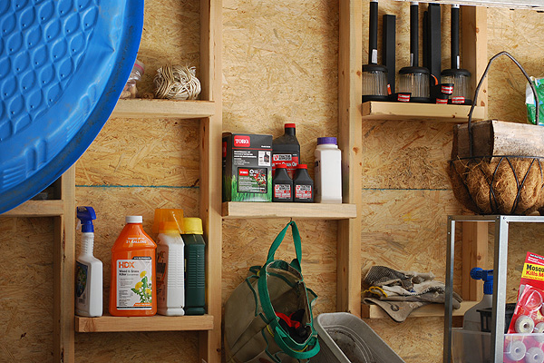 Between the studs garage shelving