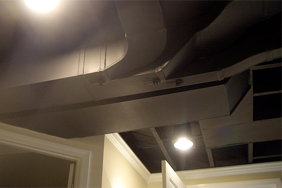 Basement ceiling painted black
