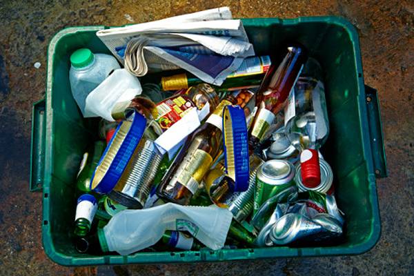 Full recycling bin