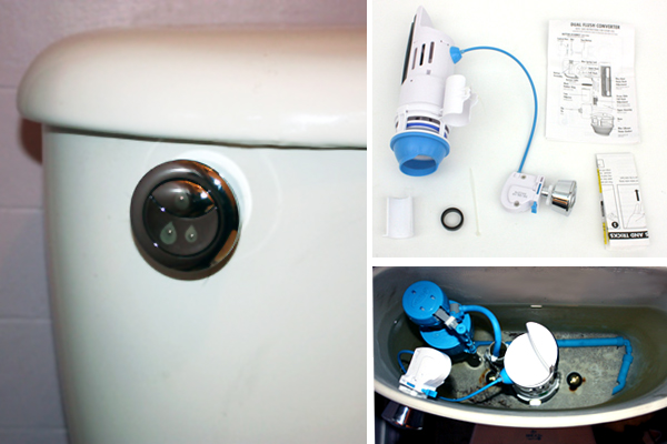 Dual-flush converter installed on a toilet