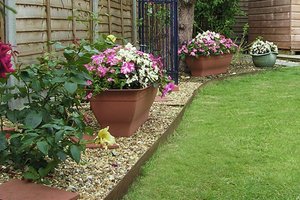 Metal edging around grass in yard