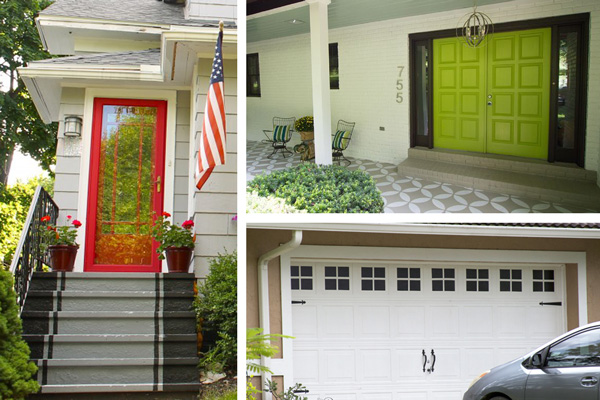 A collage of exterior paint ideas that boost curb appeal