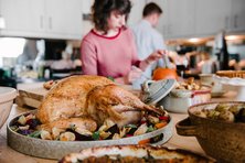 Cooked turkey on a kitchen counter