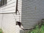 Large foundation crack on the corner of a house