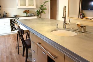 Zinc countertop in a kitchen with a fancy edge